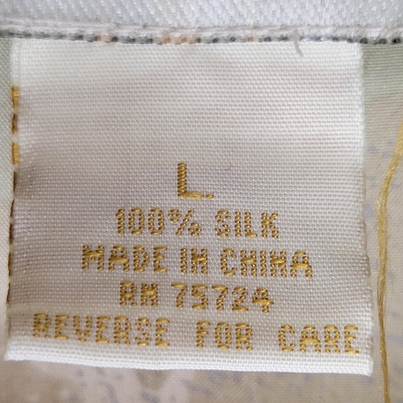 Metro Express 100% Silk Flowey Button Short Sleeve Top, Size L - Picture 6 of 10